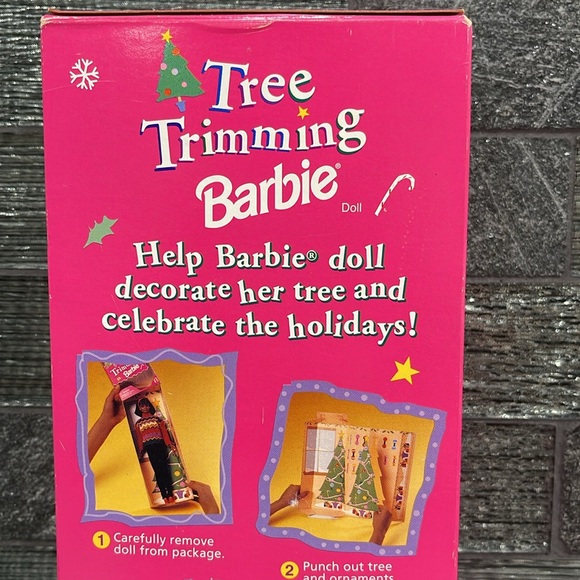 MATTEL VINTAGE 1998 NIB TREE TRIMMING BARBIE BEAUTIFUL AFRICAN AMERICAN & TREE - Picture 9 of 10